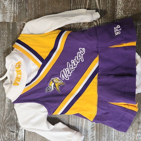 Minnesota Vikings long sleeve shirt with jumper dress size 3/6months - Picture 2 of 5